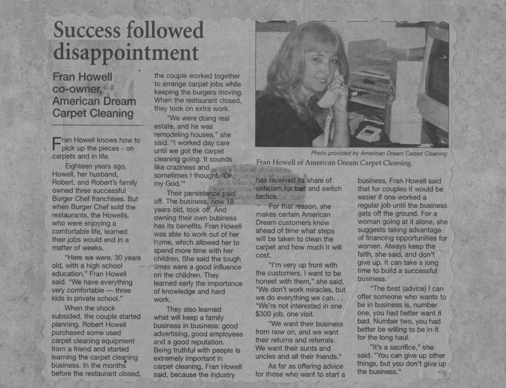 American Dream Carpet News Paper Article